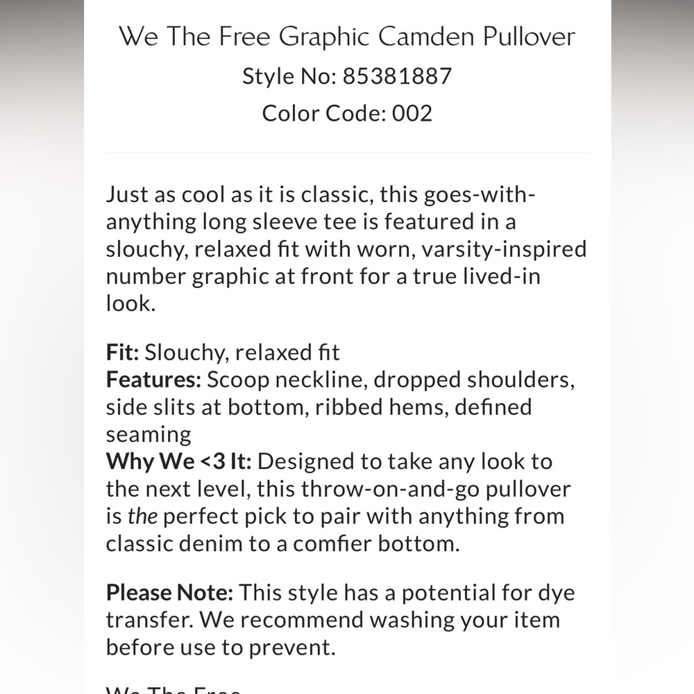 FREE PEOPLE WE THE FREE GRAPHIC CAMDEN SWEATSHIRT “SNAKE COMBO” NWOT sz M - Picture 7 of 8